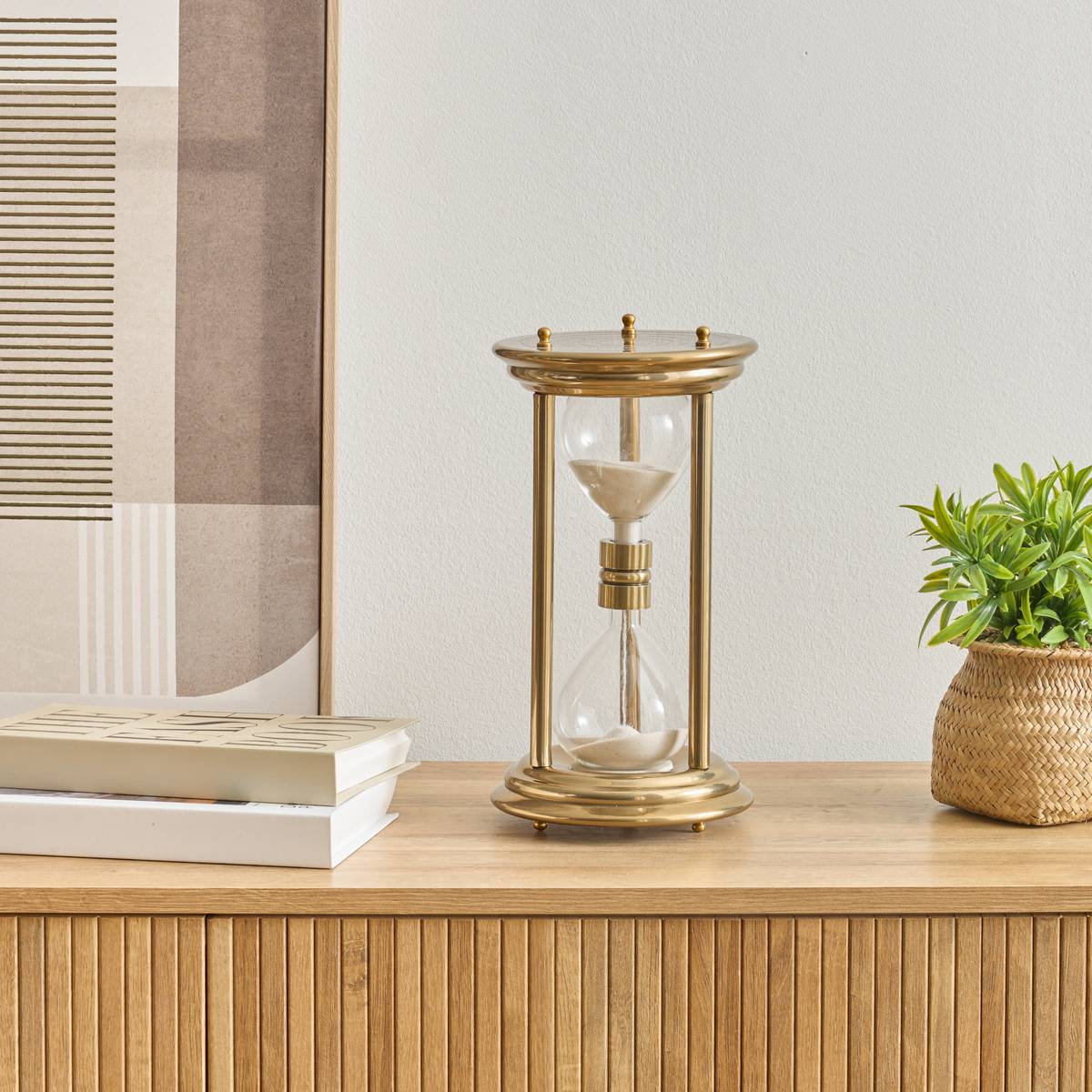 Hourglass  "Gaya" Aluminum, Gold, H.30 cm Gold
