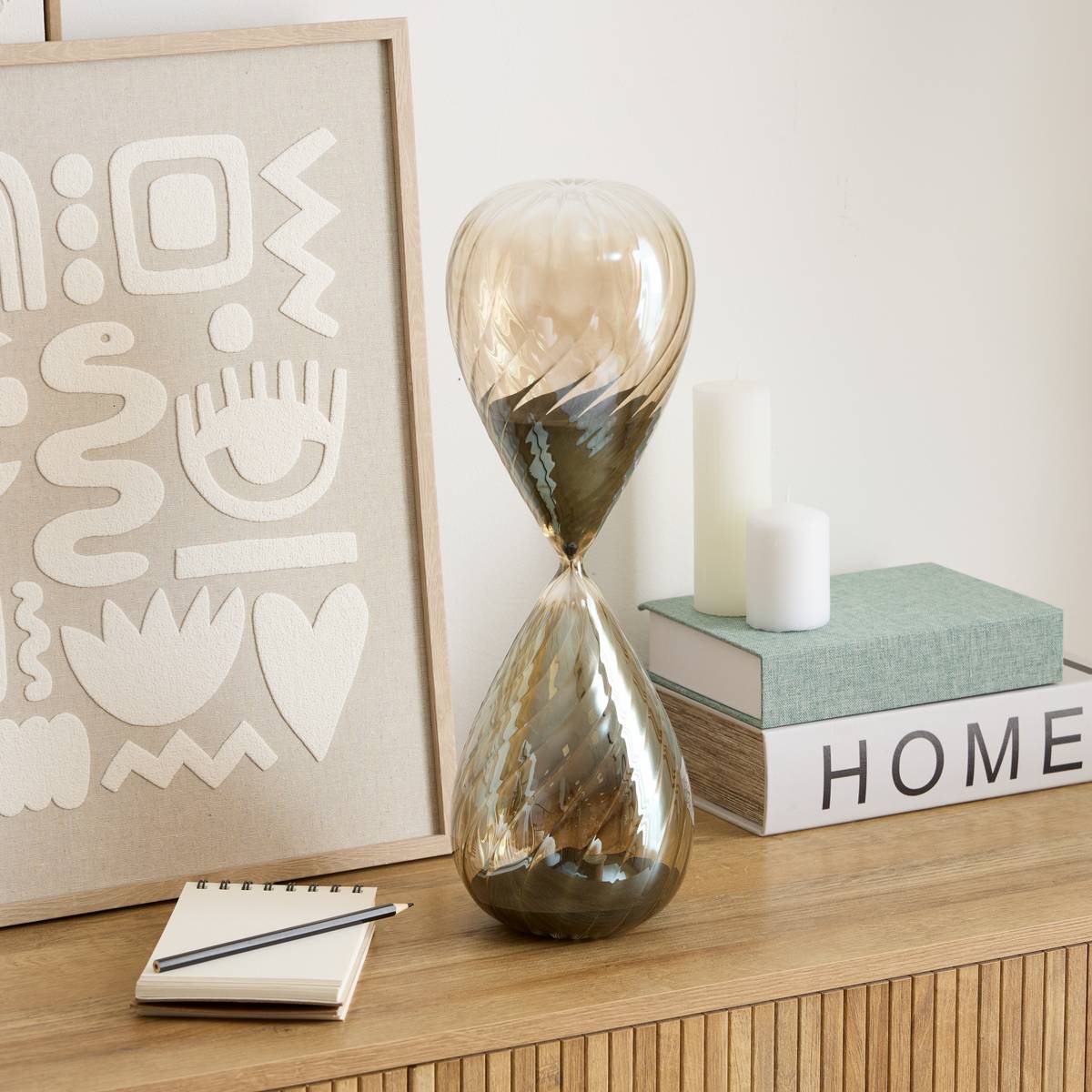 Hourglass "Aubin" Glass, Brown, H.42,5 cm Brown
