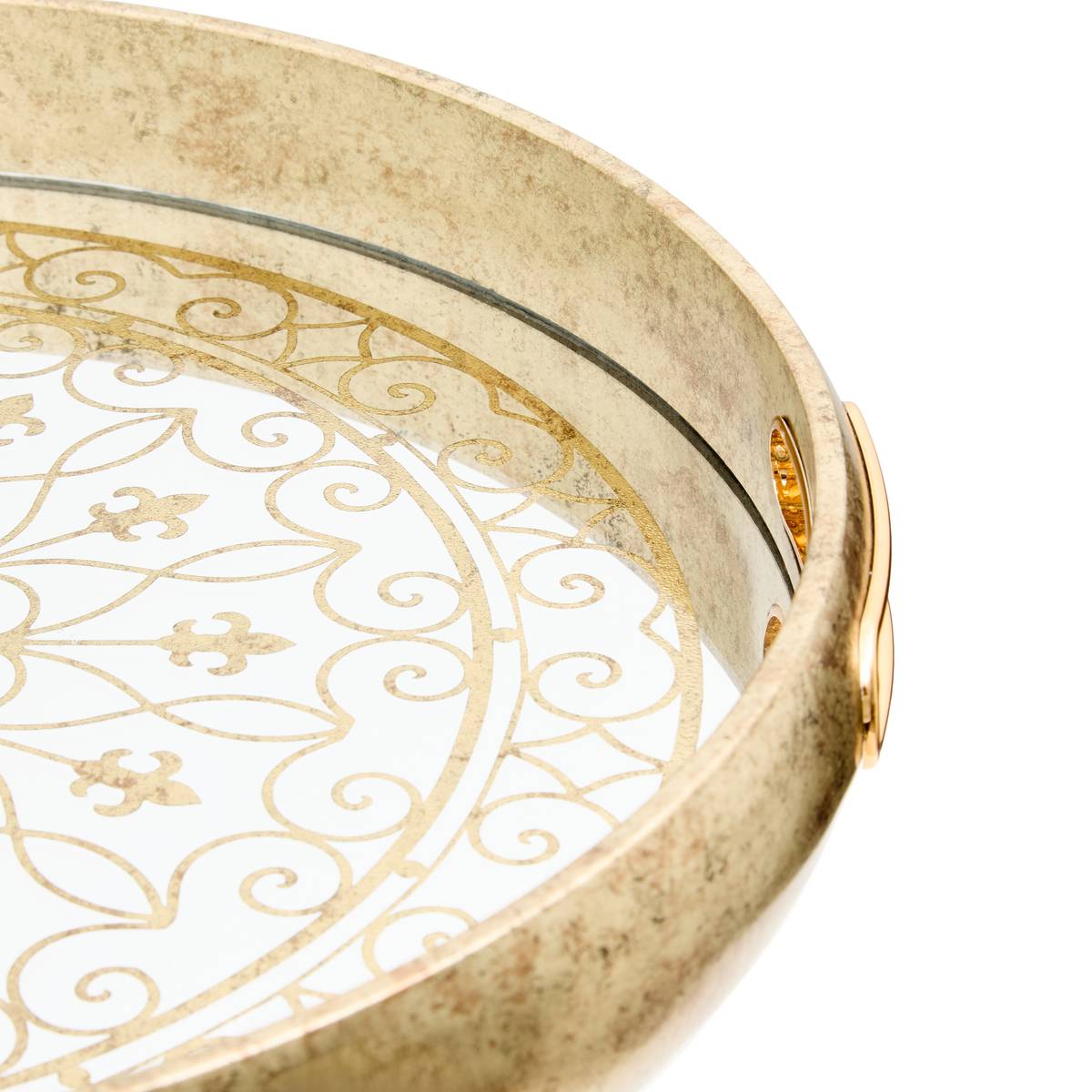 Set of 2 "Zora" trays Glass, 41x40 cm Gold