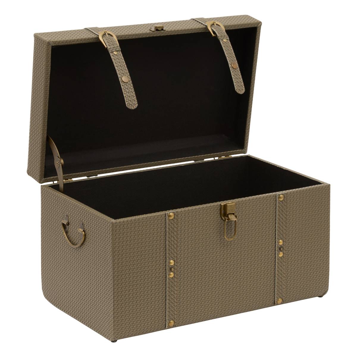 Set of 3 rectangular trunks "Bonie" Khaki green, L.44/51.5/60 cm Khaki green