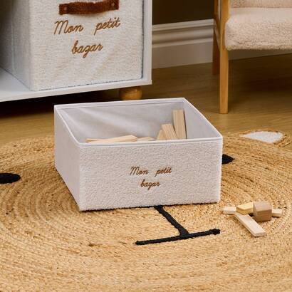 Foldable square storage box "yuki" jute, white, 29x29 cm