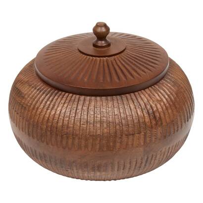 Round decorative box "nolane" mango wood, brown, 19x19 cm