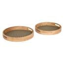 Set of 2 "Bonie" trays Rubberwood, Dia. 38 cm Khaki green