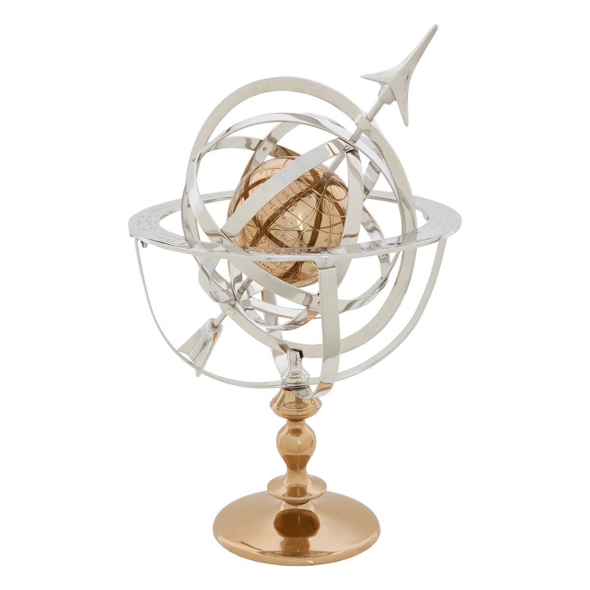 Sphère armillaire "Nell" Aluminium, H.59 cm Silver