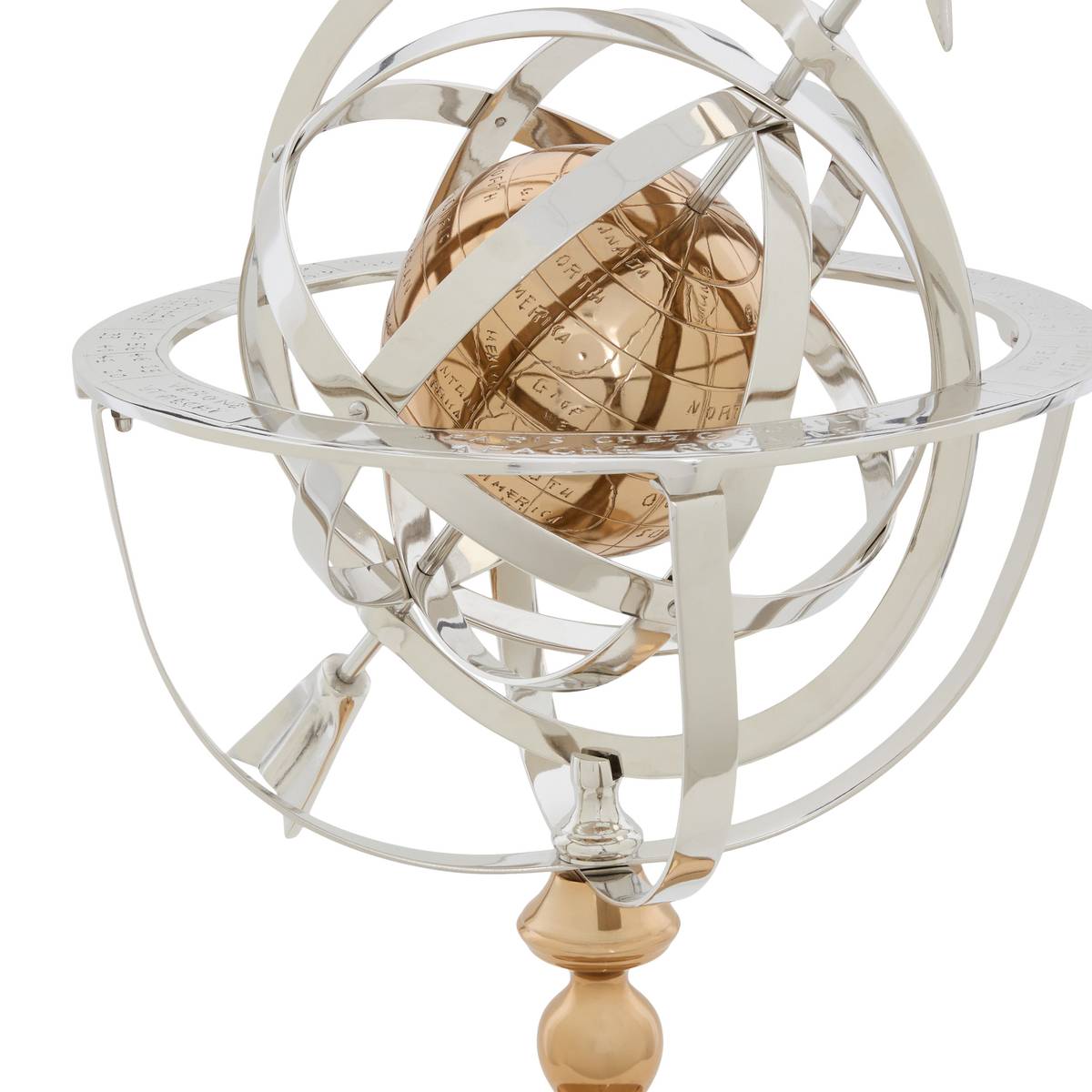 Sphère armillaire "Nell" Aluminium, H.59 cm Silver