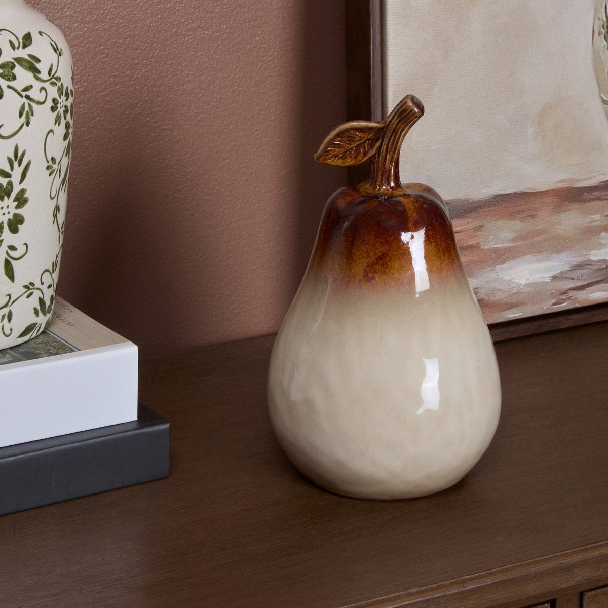 Poire d&eacute;corative "Lesly" Dolomite, H.21 cm Beige