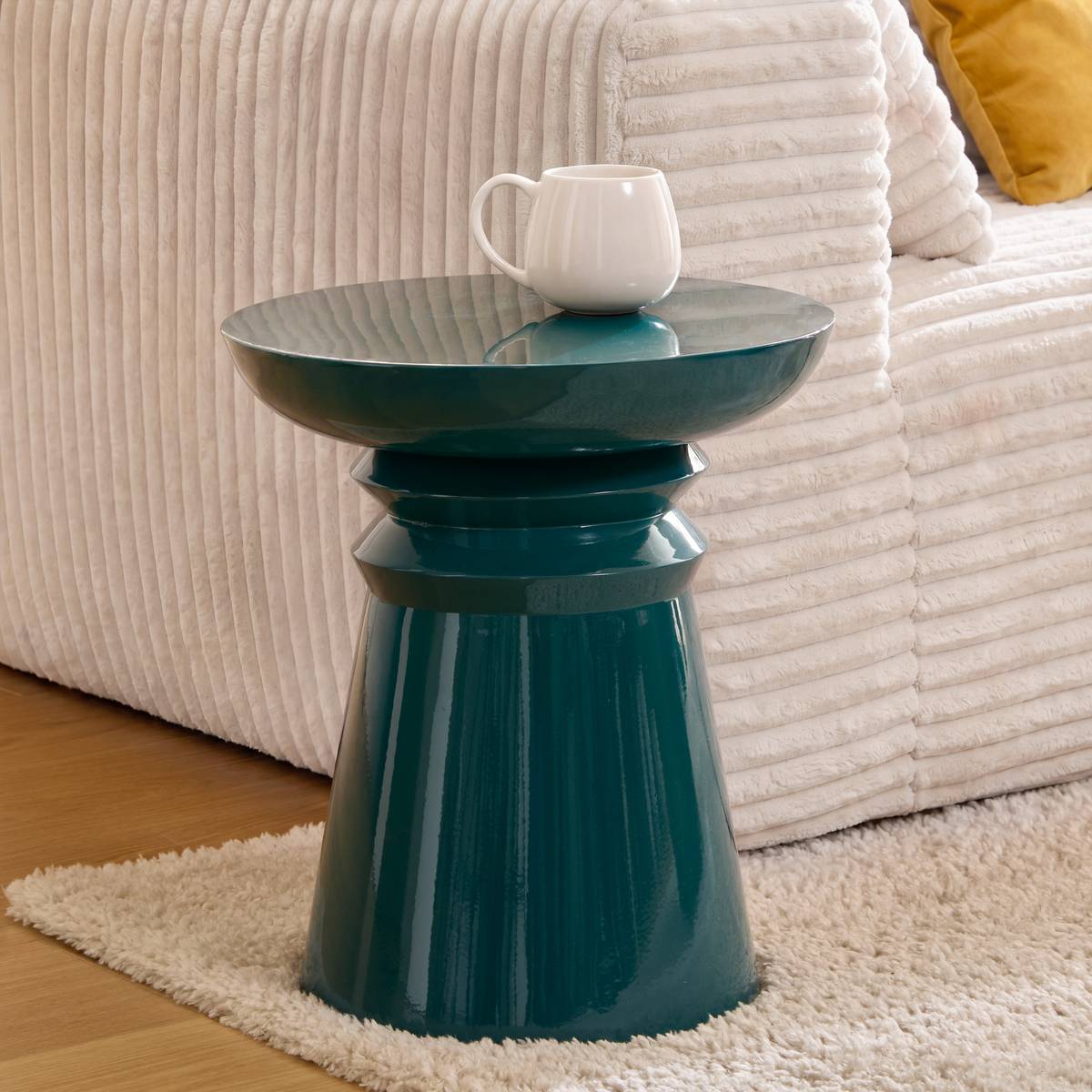 Side Table "Jaya" Steel, Petrol blue, D.38 cm Petroleum blue