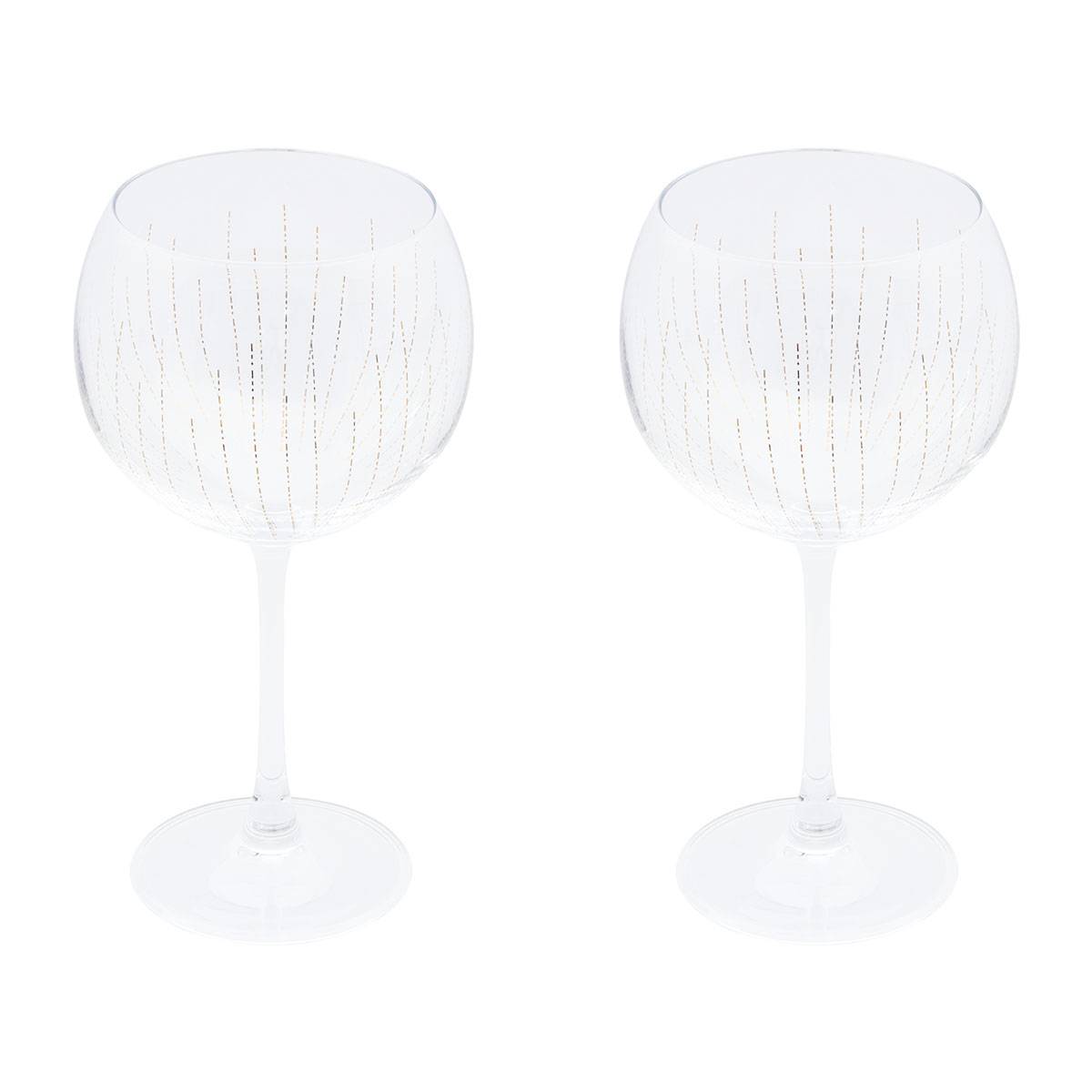 Set of 2 gin glasses "Lunis" 600 ml, Glass, Gold Gold
