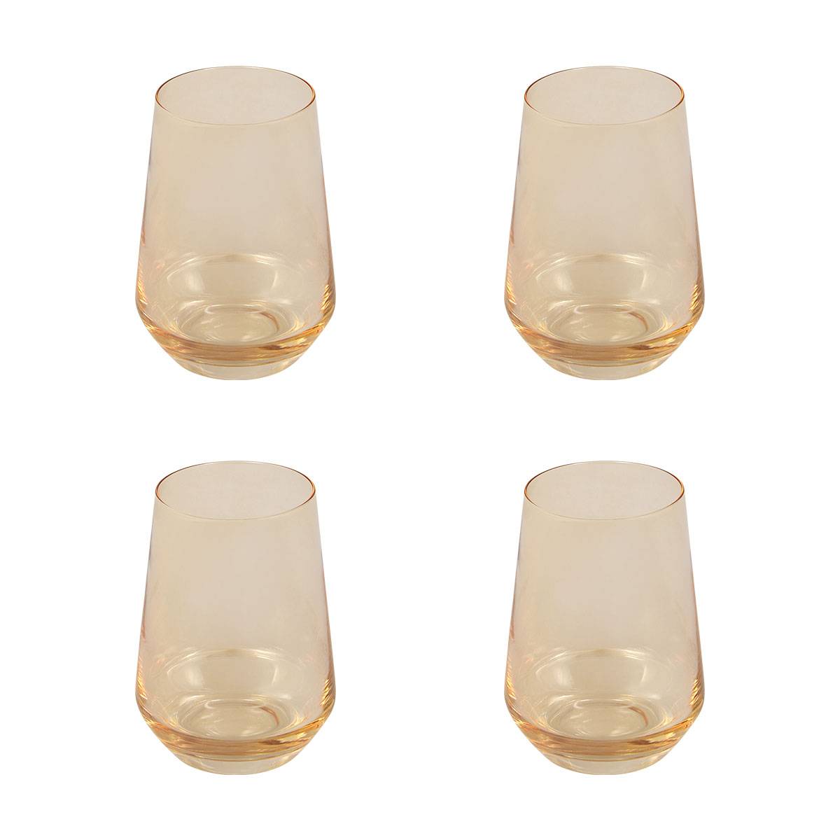 Lot de 4 gobelets bas "Ambre" 410 ml, Glass, Amber Amber