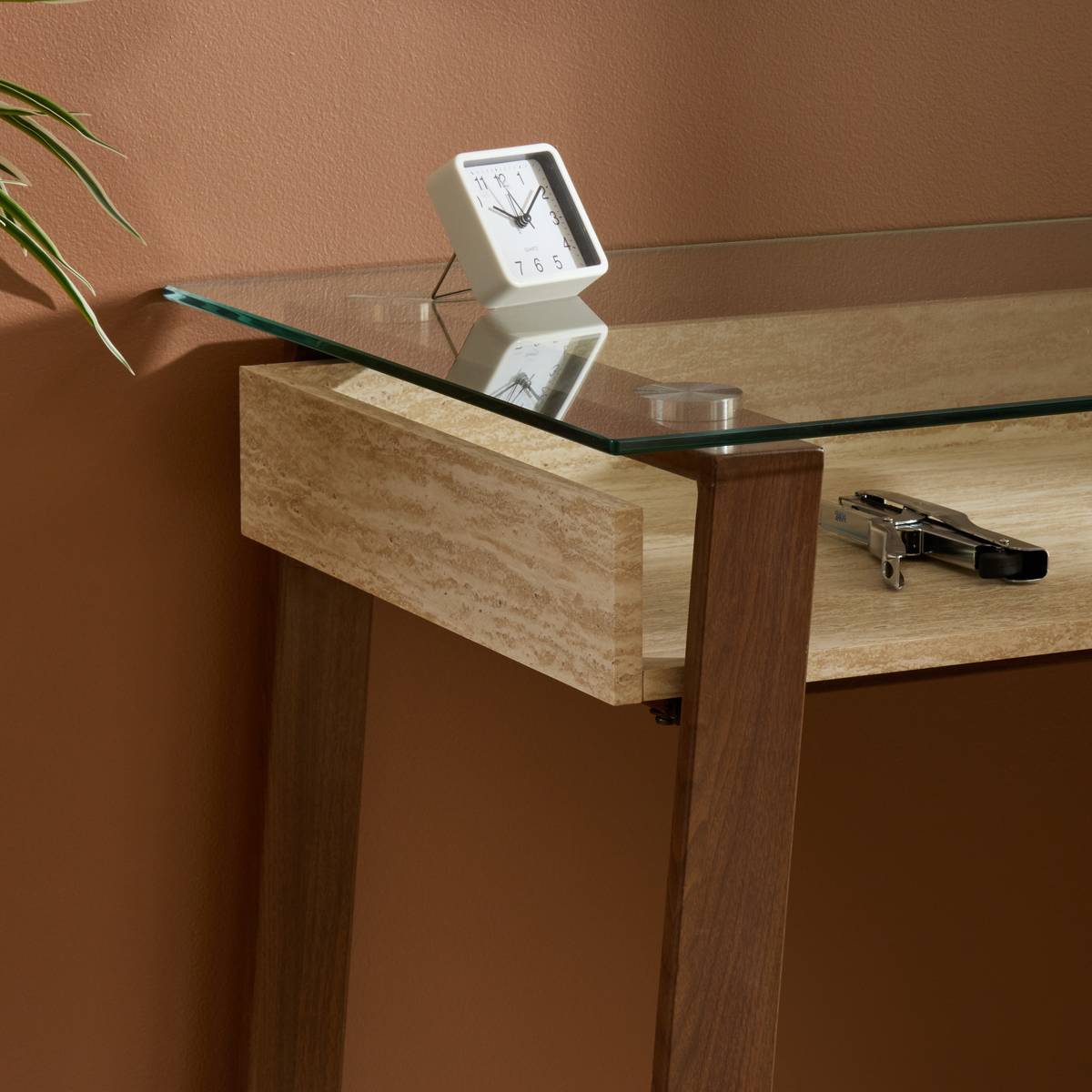 Desk "Ariro" Tempered glass, Beige, 110x55 cm Beige