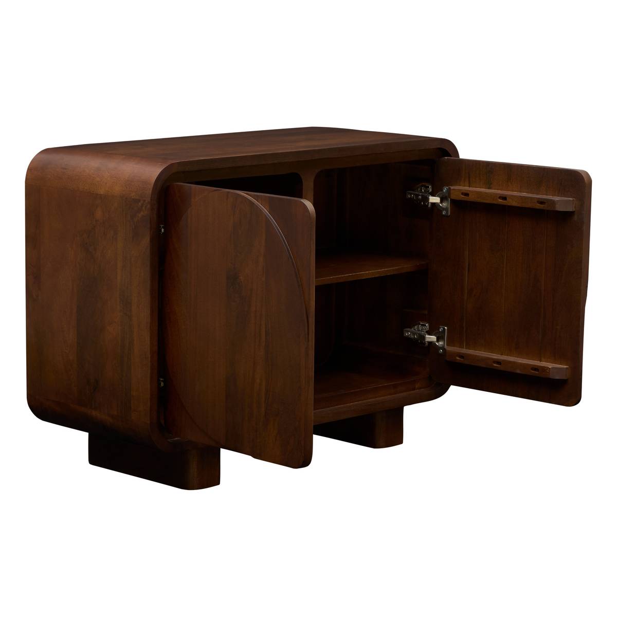 Rectangular sideboard 2 doors 2 levels "Shelty" Mango wood, Cognac brown, 96x70 cm Cognac brown