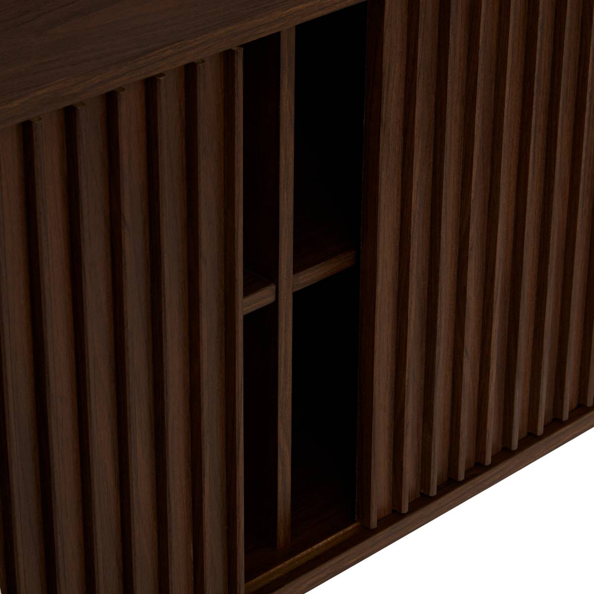 Oval TV stand with 2 doors and 2 shelves "Alcove" Brown, 140x40 cm Brown
