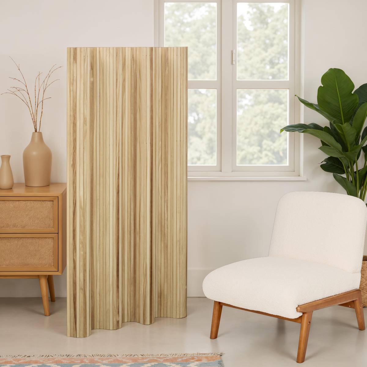 Room Divider "Colva" Paulownia, Beige, 170x120 cm Beige