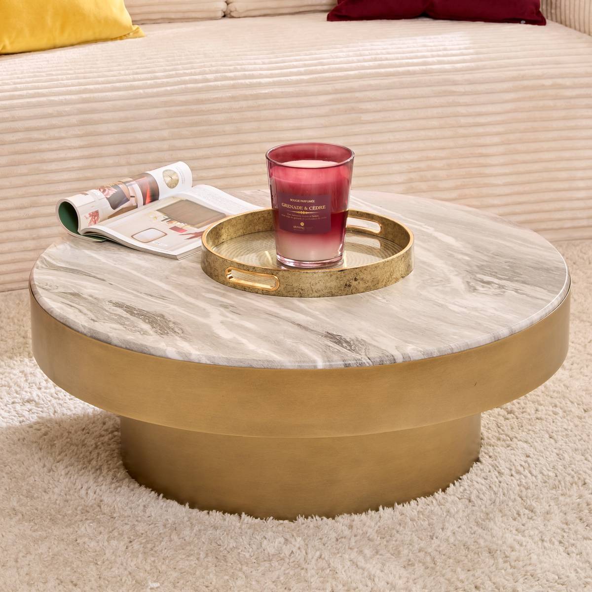 Coffee table "Graphite" Steel, Gold, Dia. 80 cm Gold