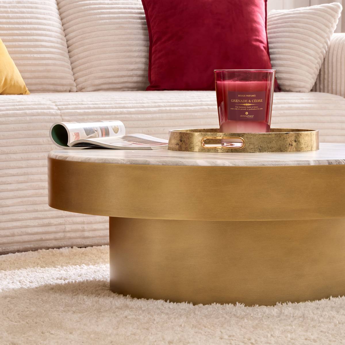 Coffee table "Graphite" Steel, Gold, Dia. 80 cm Gold