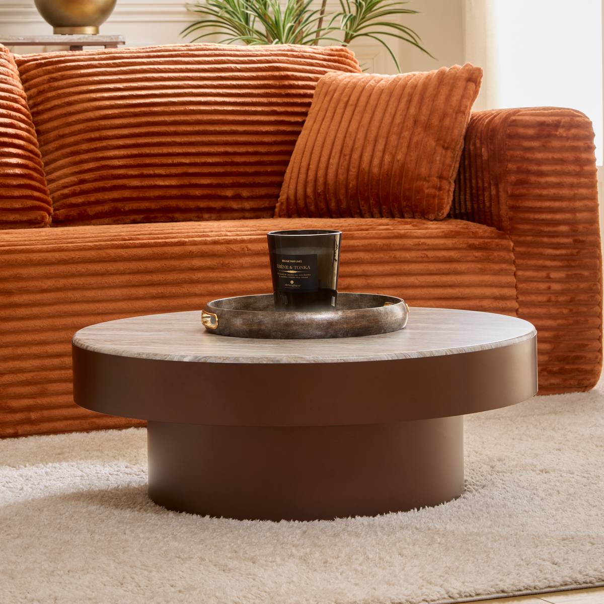 Coffee table "Graphite" Steel, Chocolate, Ø 80 cm Chocolate