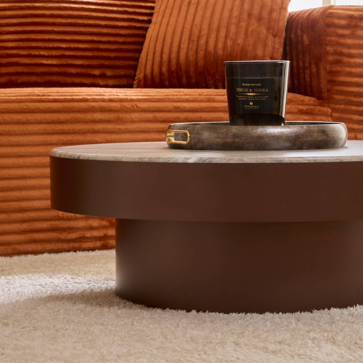 Coffee table "Graphite" Steel, Chocolate, Ø 80 cm Chocolate