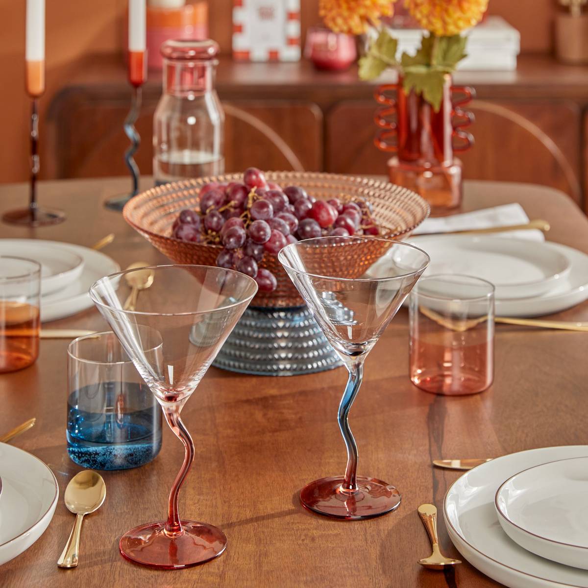 Set of 4 Cocktail Glasses "Homy" 300 ml, Glass, Multicolor Multicolored