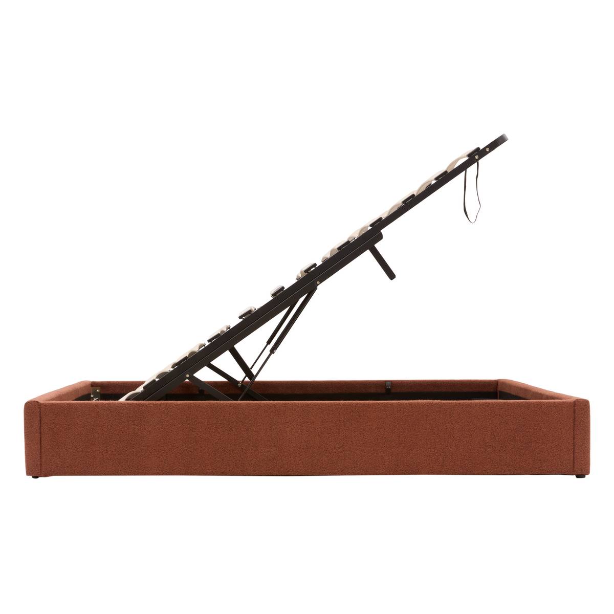 Storage bed "Luna" Steel, Terracotta, 160x200 cm Terracotta