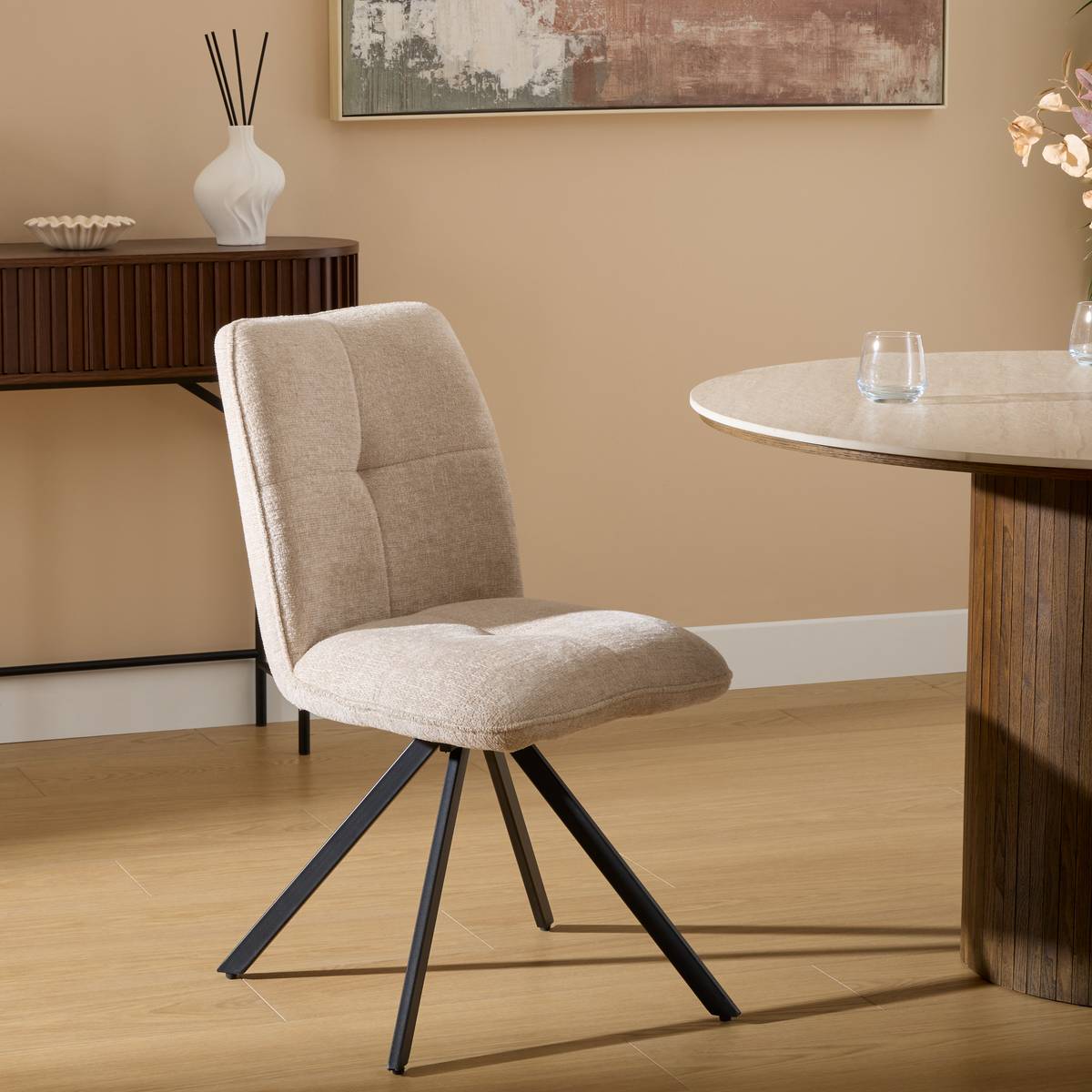 Chair "Gira" Steel, Beige Beige