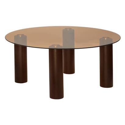 Coffee table "ambra" tempered glass, amber, d.80 cm