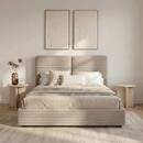 Storage bed "Wonta" Beige Linen, 160x200 cm Grey