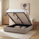 Storage bed "Luna" Steel, Beige, 160x200 cm Beige