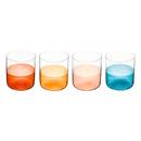 Set of 4 low tumblers "Homy" 350 ml, Borosilicate glass, Multicolor Multicolored