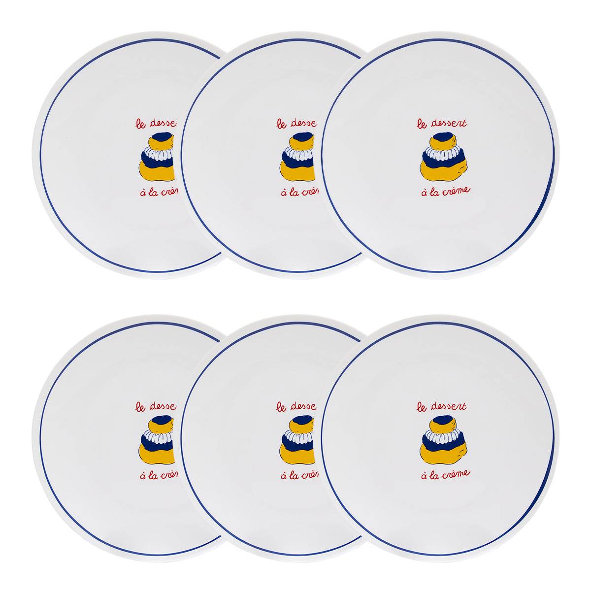 Set of 6 dessert plates "Fra" Porcelain, D.19 cm Model A