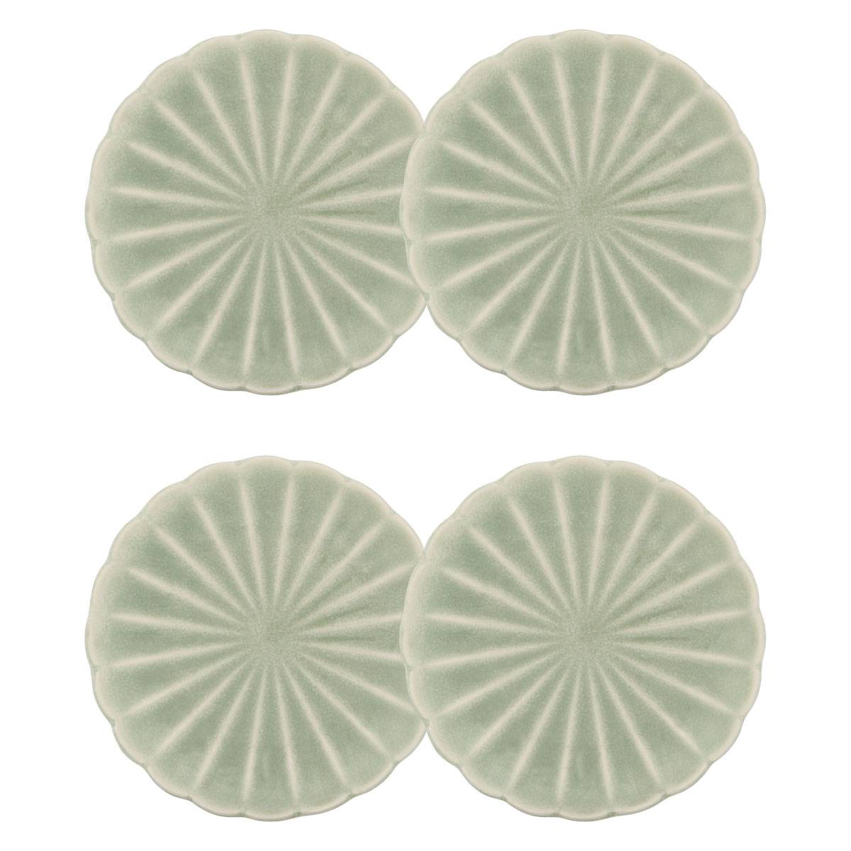 Set of 4 bread plates "Romy" Stoneware, D.15,3 cm Green