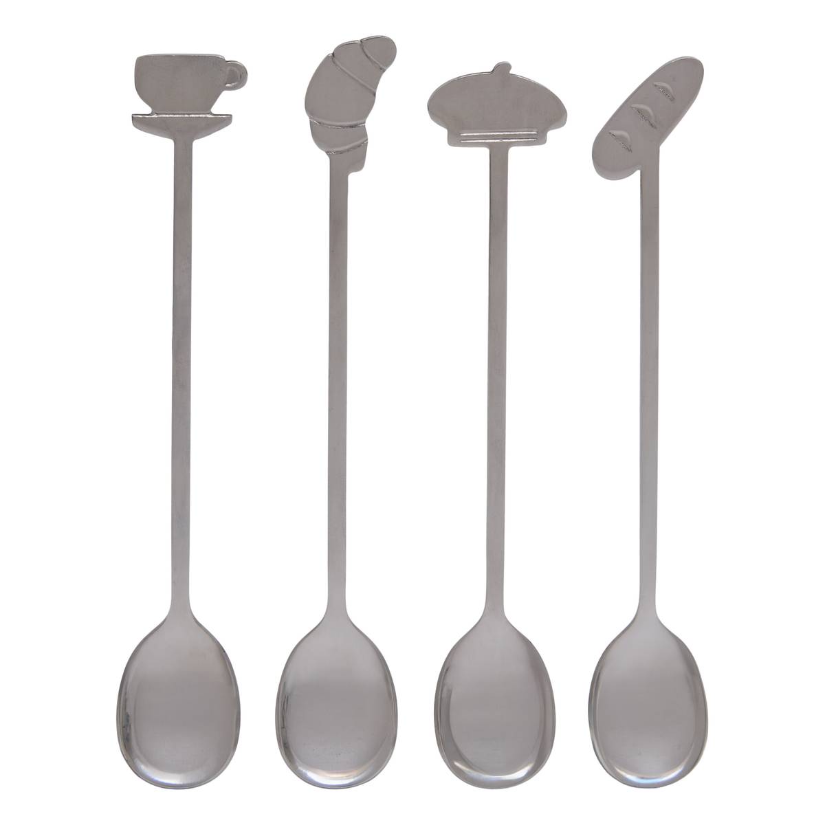 Set of 4 teaspoons "Fra" Stainless steel, Silver Silver