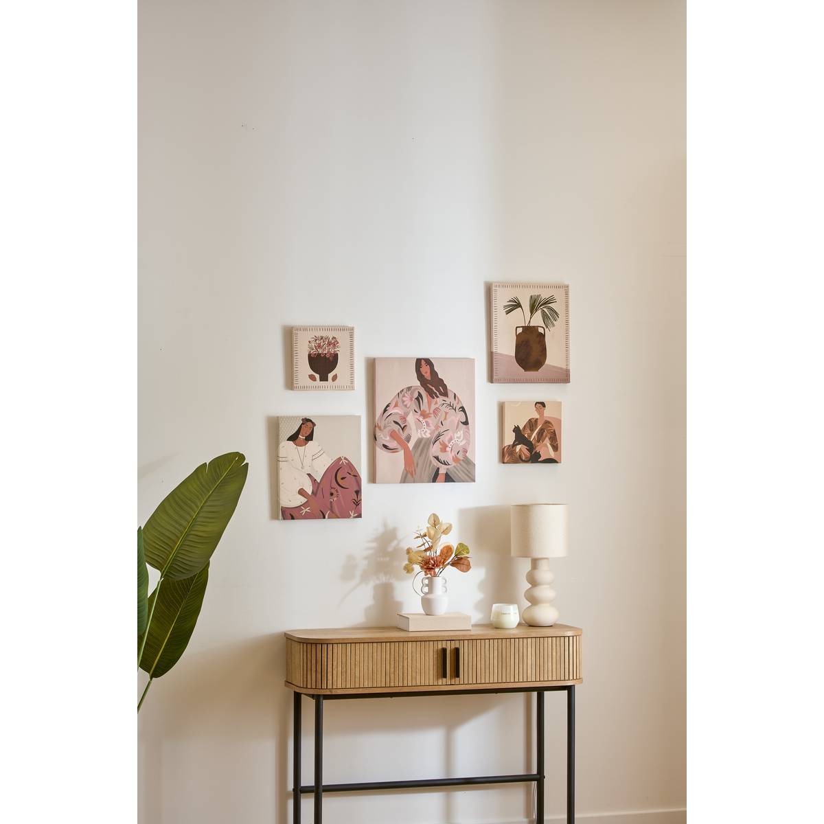 Set of 5 printed canvases "Cynthia" 29x35 cm, Multicolored Multicolored