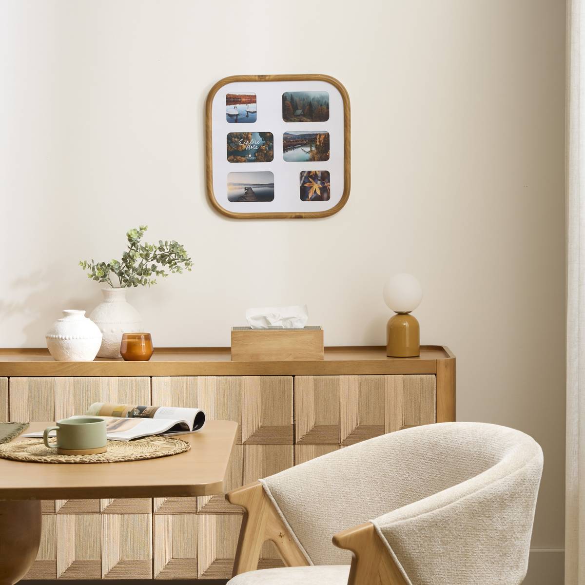 Babette Multi Photo Frame 6 photos, Glass, Brown Brown