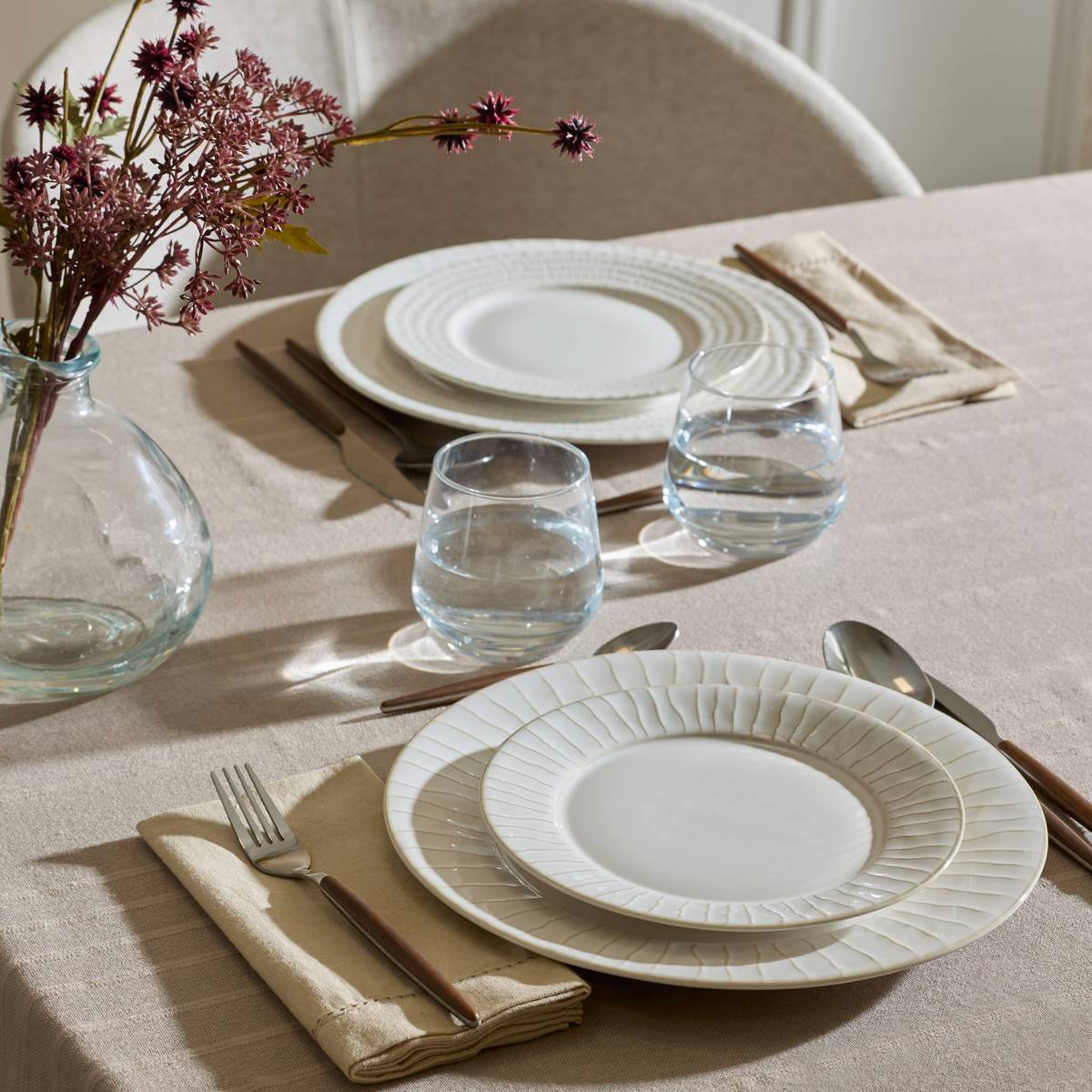 Set of 6 dessert plates "Camille" Stoneware, D.20.1 cm White
