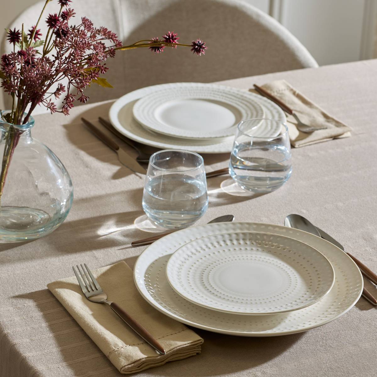 Set of 6 dessert plates "Camille" Stoneware, 20.2x20.2 cm White