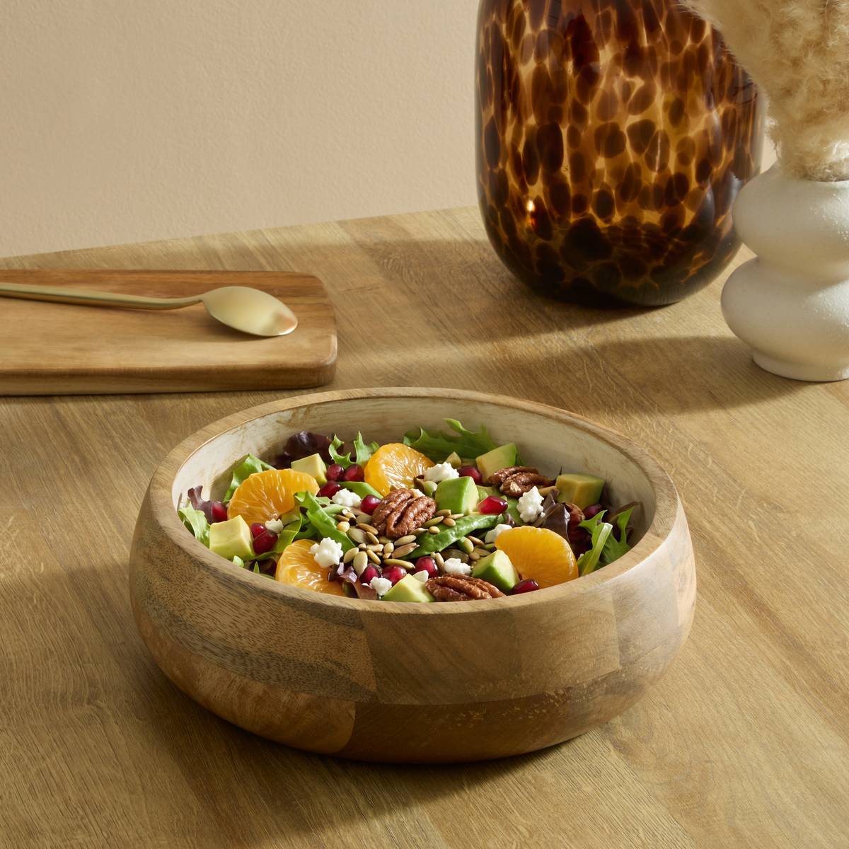 Serving bowl "Ava" Mango wood, D.25 cm White