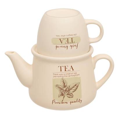 Teapot "wellness" 600 ml, stoneware, white