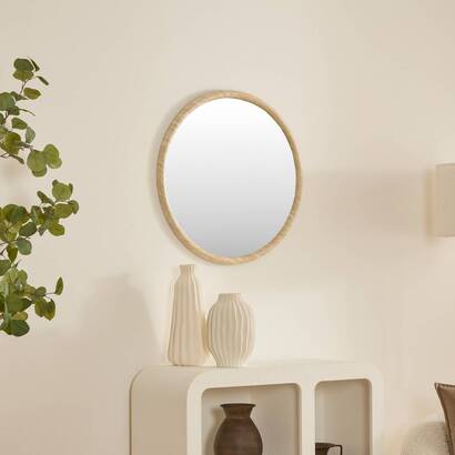 Mirror "trudy" beige twine, dia. 55 cm