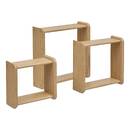 Set of 3 Wall Shelves Brown, L.26/33/40 cm Brown