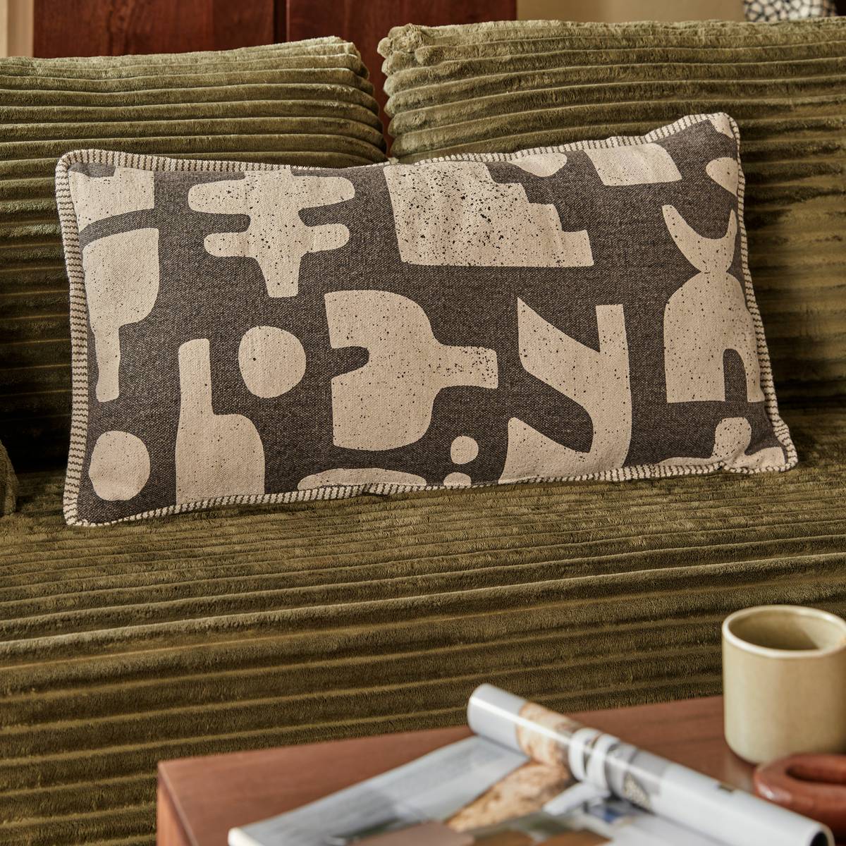 Cushion "Nyero" Khaki green, 80x40 cm Khaki green