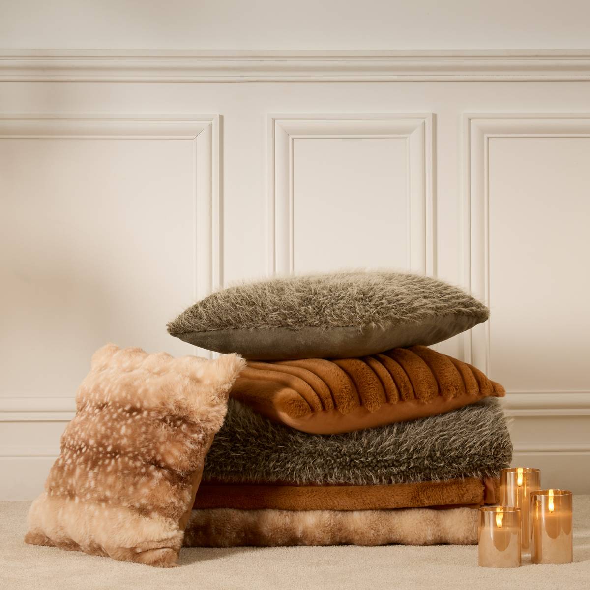 Cushion "Coti" Cognac brown, 45x45 cm Cognac brown