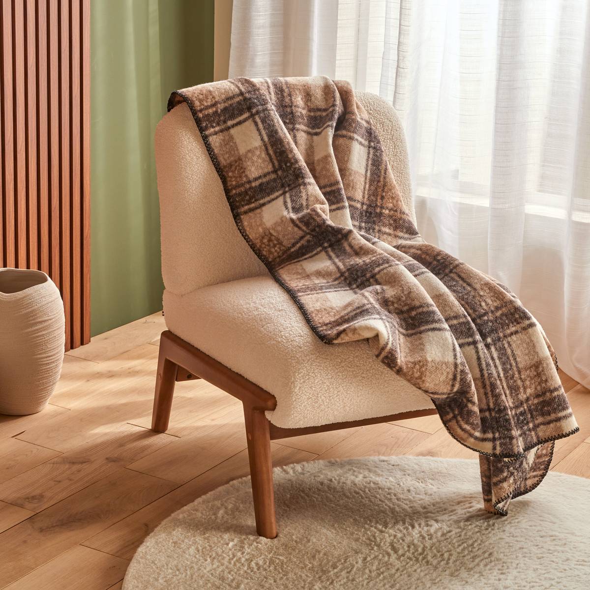 Throw "Autumn" Beige Linen, 170x130 cm Linen beige