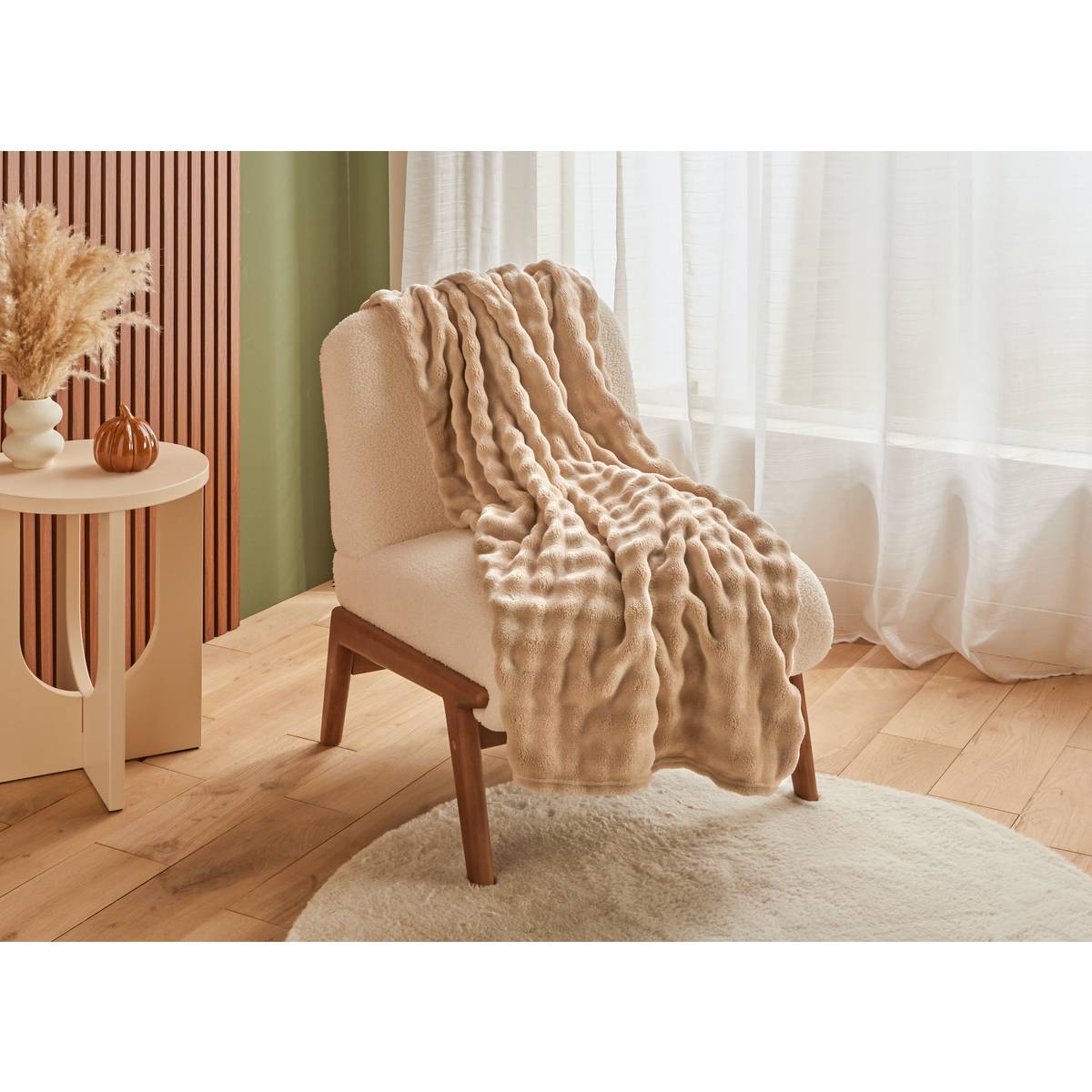 Throw "Zephy" Moccha, 150x125 cm Linen beige