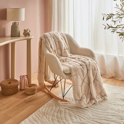 Throw "boucly" white, 230x180 cm