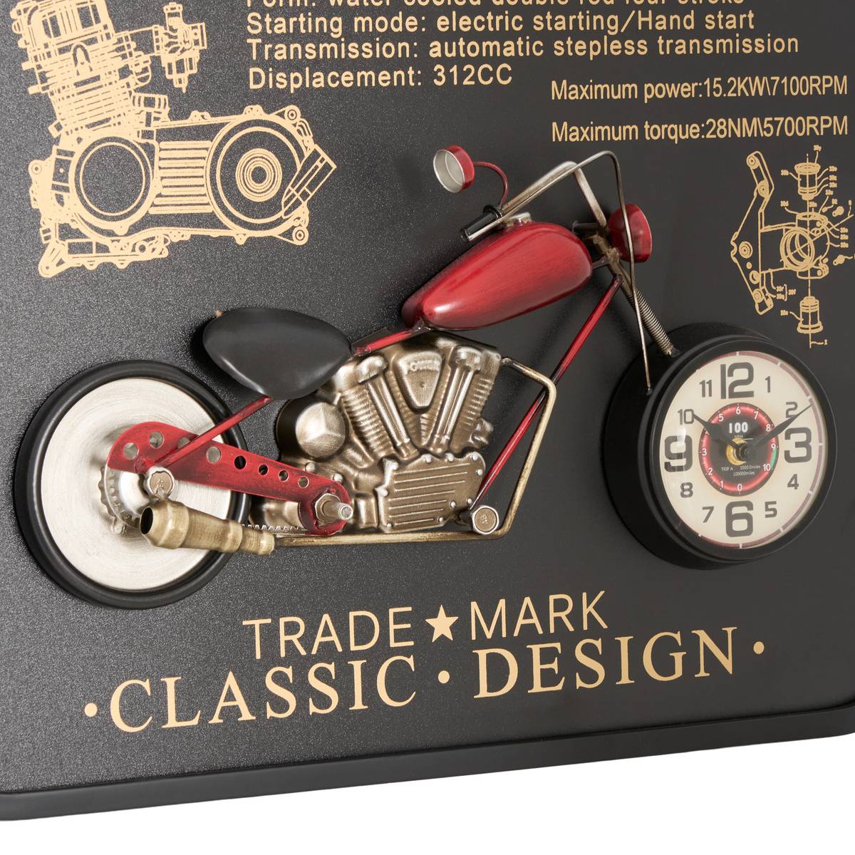 Clock "Mike" Steel, Black, 80x60 cm Black