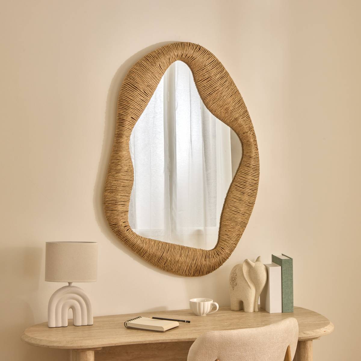 Mirror "Sanoa" Glass, Linen beige, 4.5x96.5 cm Linen beige