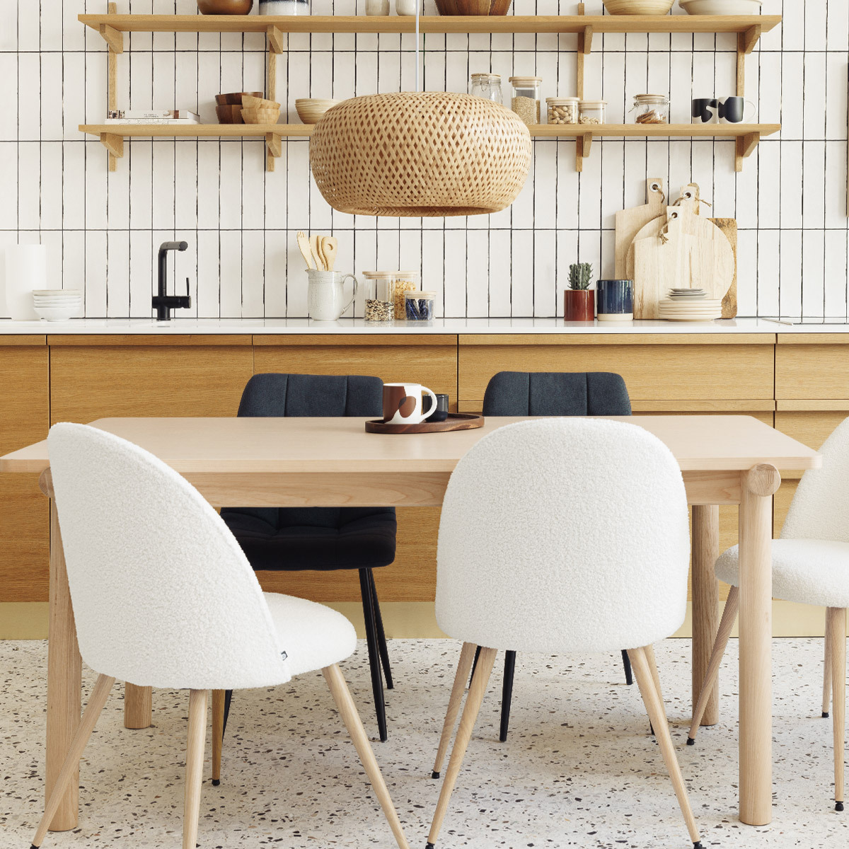 Pendant Light "Nam" Bamboo, D.46 cm Natural wood
