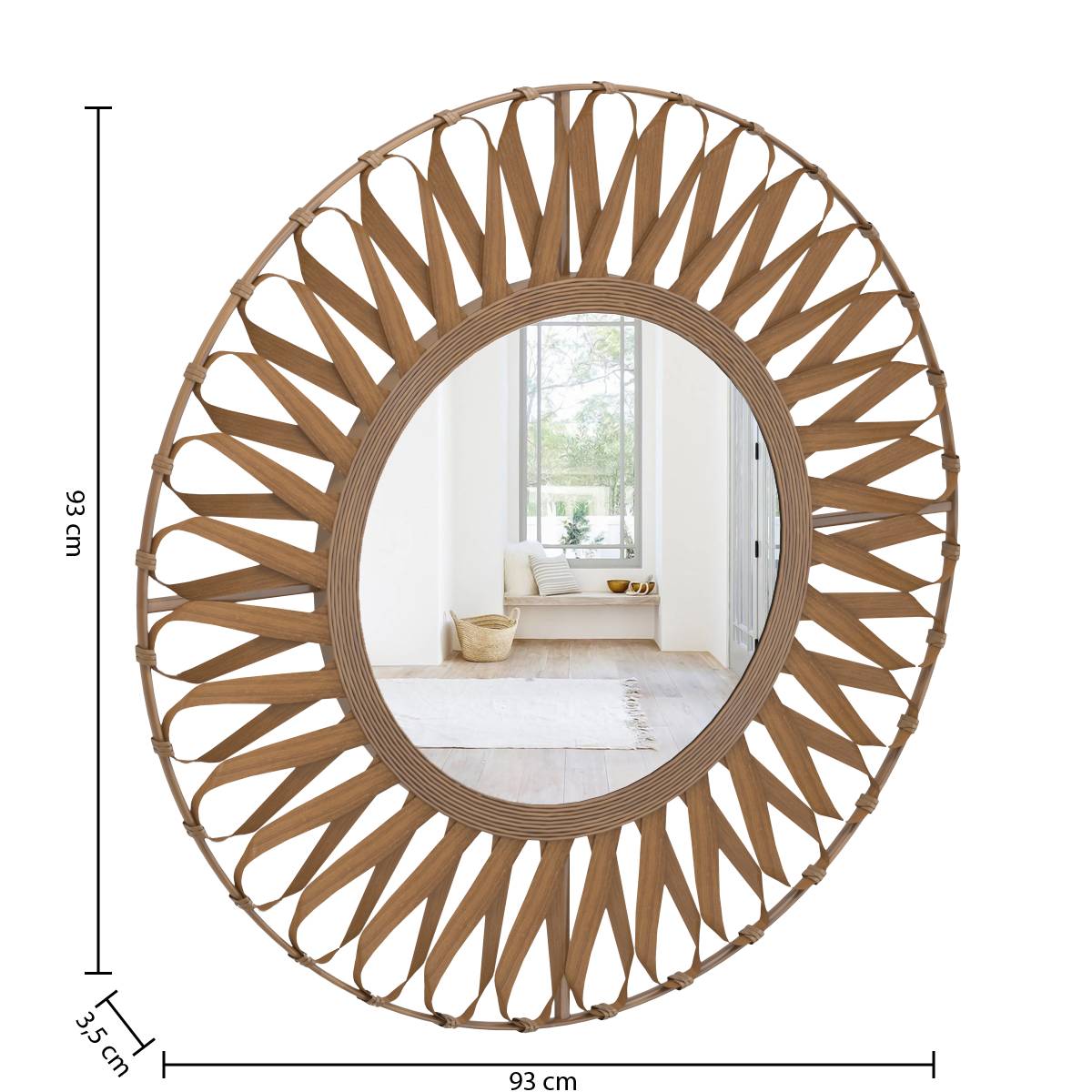 Mirror "Eve" Bamboo, D.93 cm Natural wood