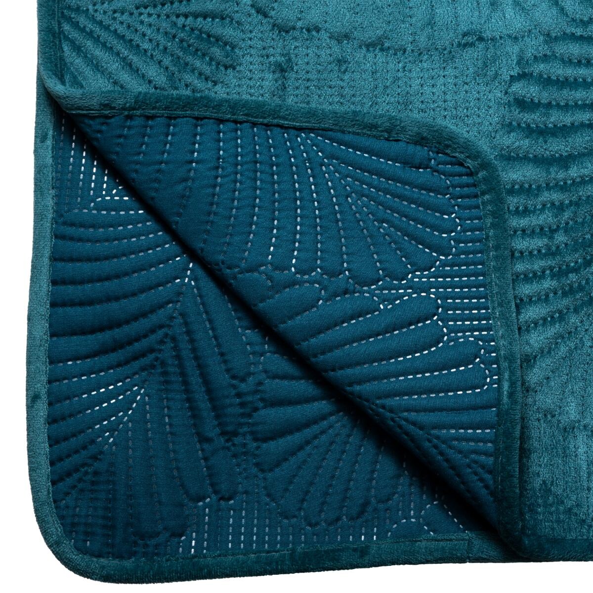 Bedspread "Leaf", velvet Teal blue, 240x260 cm Duck blue