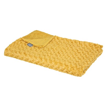 "bouclette" faux fur throw mustard yellow, 120x160 cm